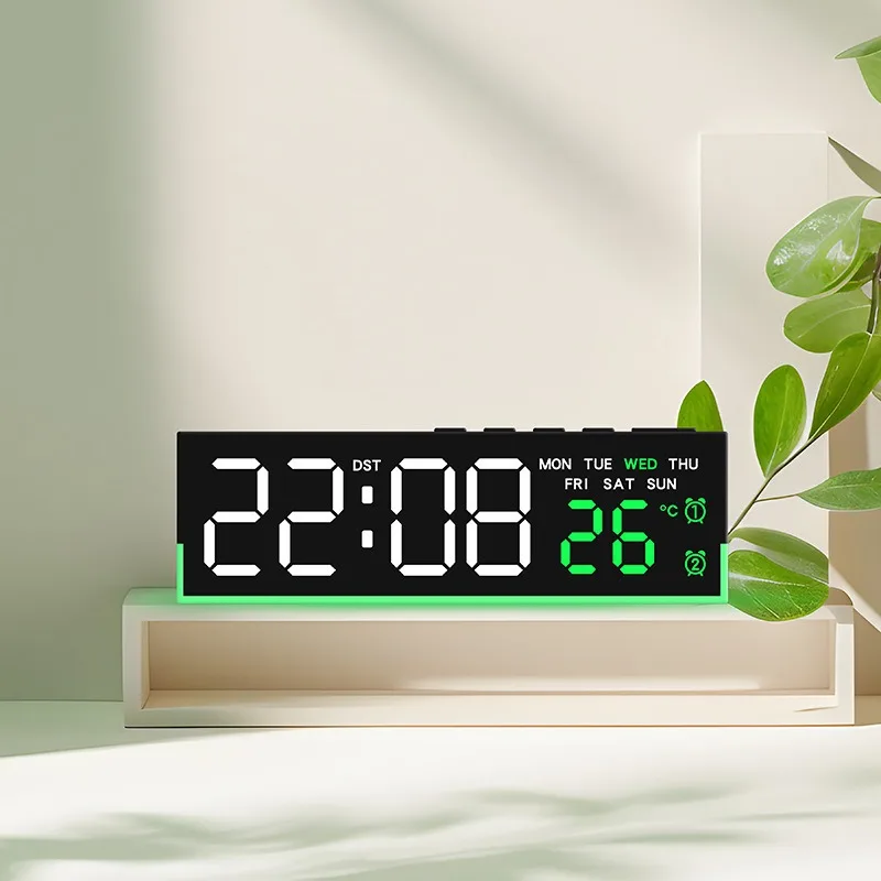 Multi Functional Alarm Clock With Ambient Light,LED Digital Clock,Week,Temperature,Daylight Saving Time,Full Screen Alarm Clock