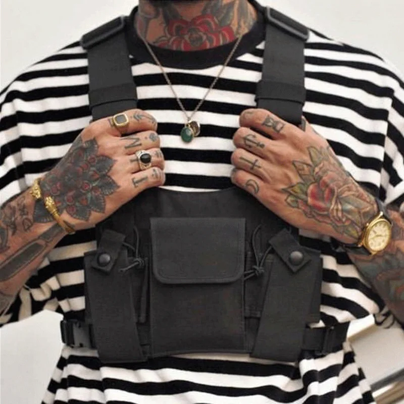 ABSQ-วิทยุ Walkie Talkie 3 กระเป๋า Chest Pack กระเป๋าพร้อมซิปสําหรับ Motorola Baofeng Kenwood ด้านหน้า Pack กระเป๋าเสื้อกั๊กพกพา