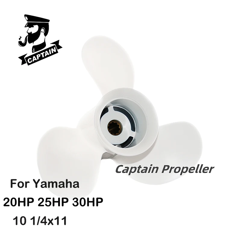 Captain Boat Outboard Propeller 10 1/4x11 For Yamaha Engine Part 20 25 30 HP Aluminum Alloy Screw 3 Blades 10 Tooth Spline RH