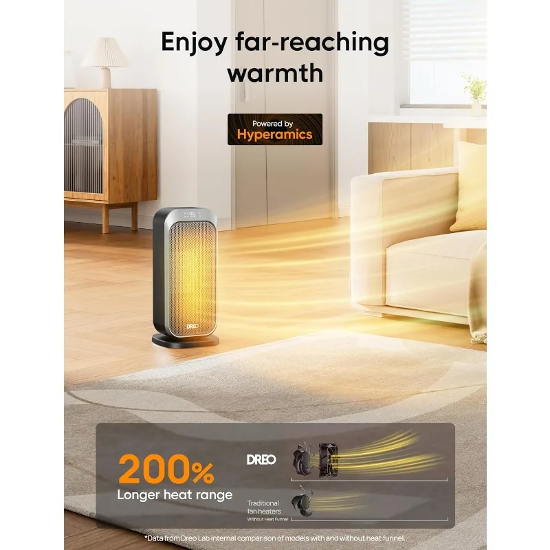 Quiet Space Heaters for Indoor Use,1500W Electric Heater with Remote,12H Timer,70° Oscillation,Digital Display,for Bedroom