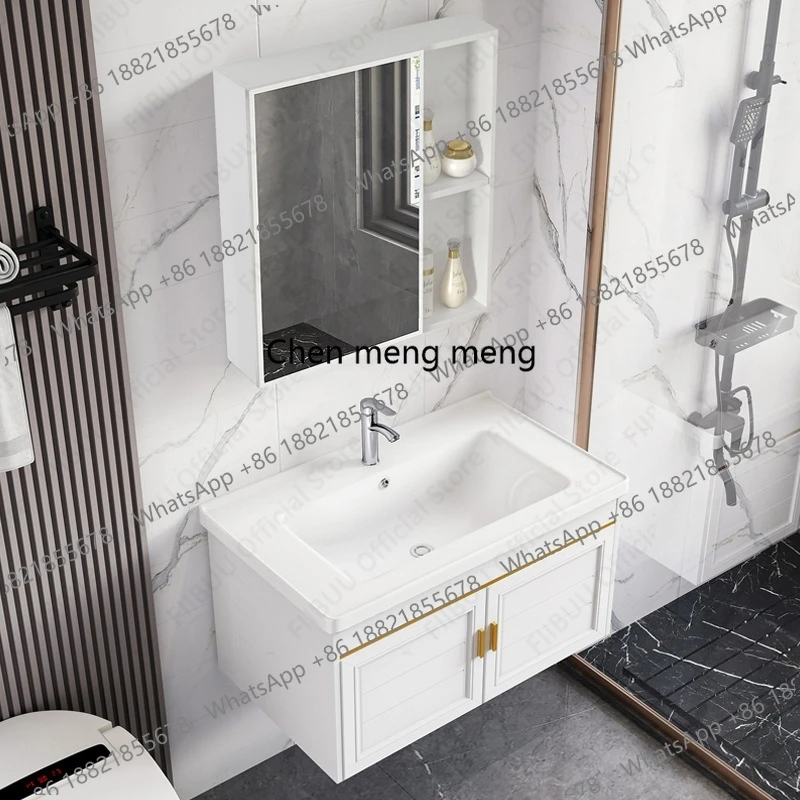 White Luxury Wall Mounted Bathroom Vanity Set with Integrated Sink Basin Mirror Cabinet Combo for Bathrooms Storage Organized
