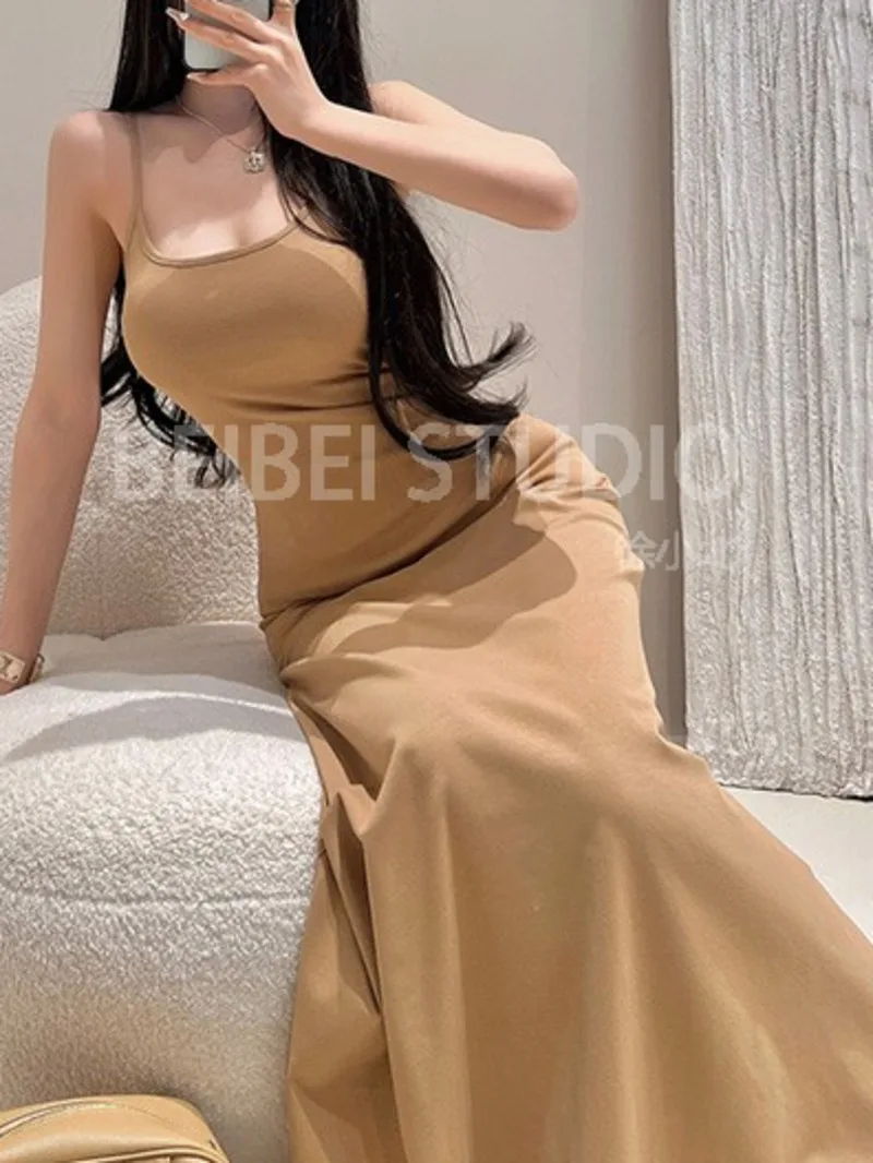 Abito a canotta verde menta elegante per abiti lunghi stile vacanza sexy estivo da donna Dolce moda donna Novità