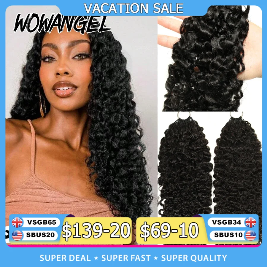12A Burmese Curly Crochet Human Hair Knotless Pre-Separated Crochet Hair Extensions With String Curly Pre-Looped Feather Hair