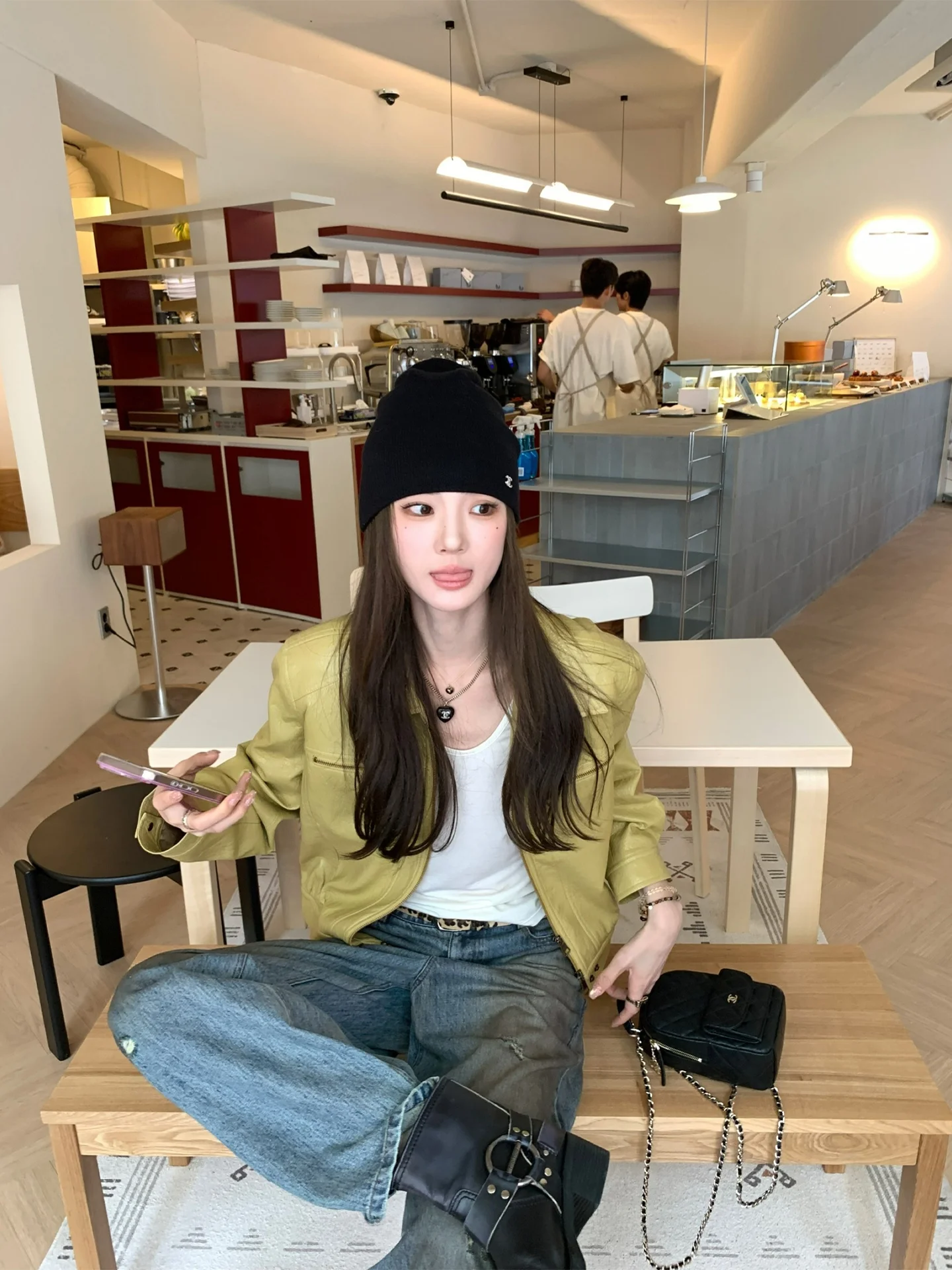 Aaaaxbbb ibuya سترة جلدية ثقيلة الوزن من ميلينيوم فينتيج، سترة نسائية حصرية للخريف، متعددة الاستخدامات وعصرية