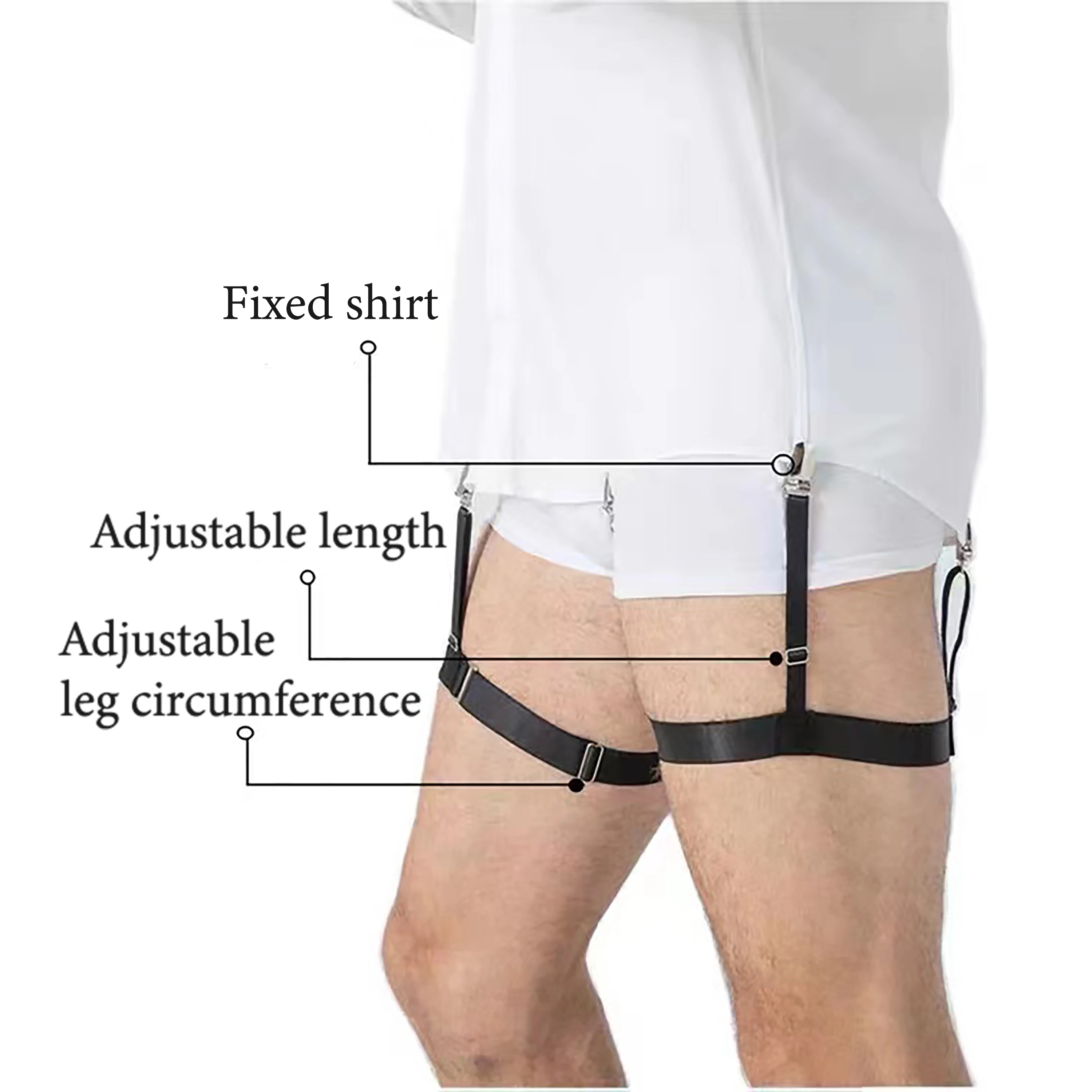 1Pair Classic Men Shirt Stays Belt With Non-slip Locking Clips Fit Business Office Suspender Garter Belt Utility Shirt Accessory