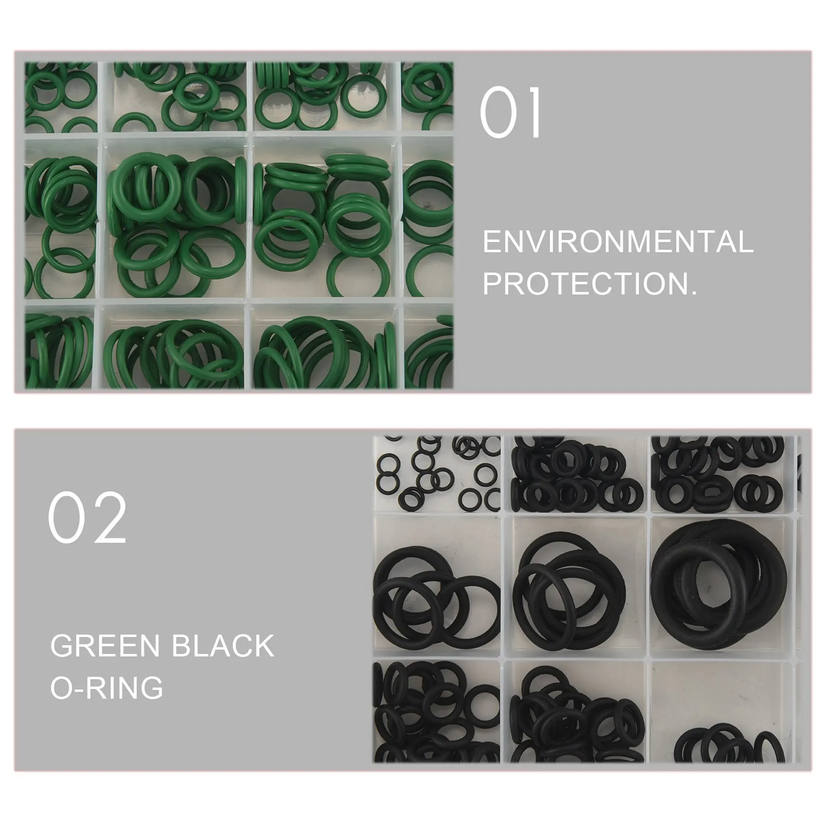 495PCS 36 Sizes O-ring Kit Black&Green Metric O ring Seals Rubber O ring Gaskets oil resistance 270pcs + 225pcs