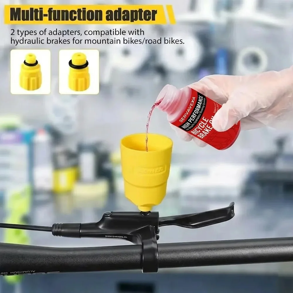 SERVAVEXA Bike Hydraulic Disc Brake Bleed Kit with 60ml DOT 5.1 & Brake Oil, Funnel Syringe Maintenance Tool Set for MTB