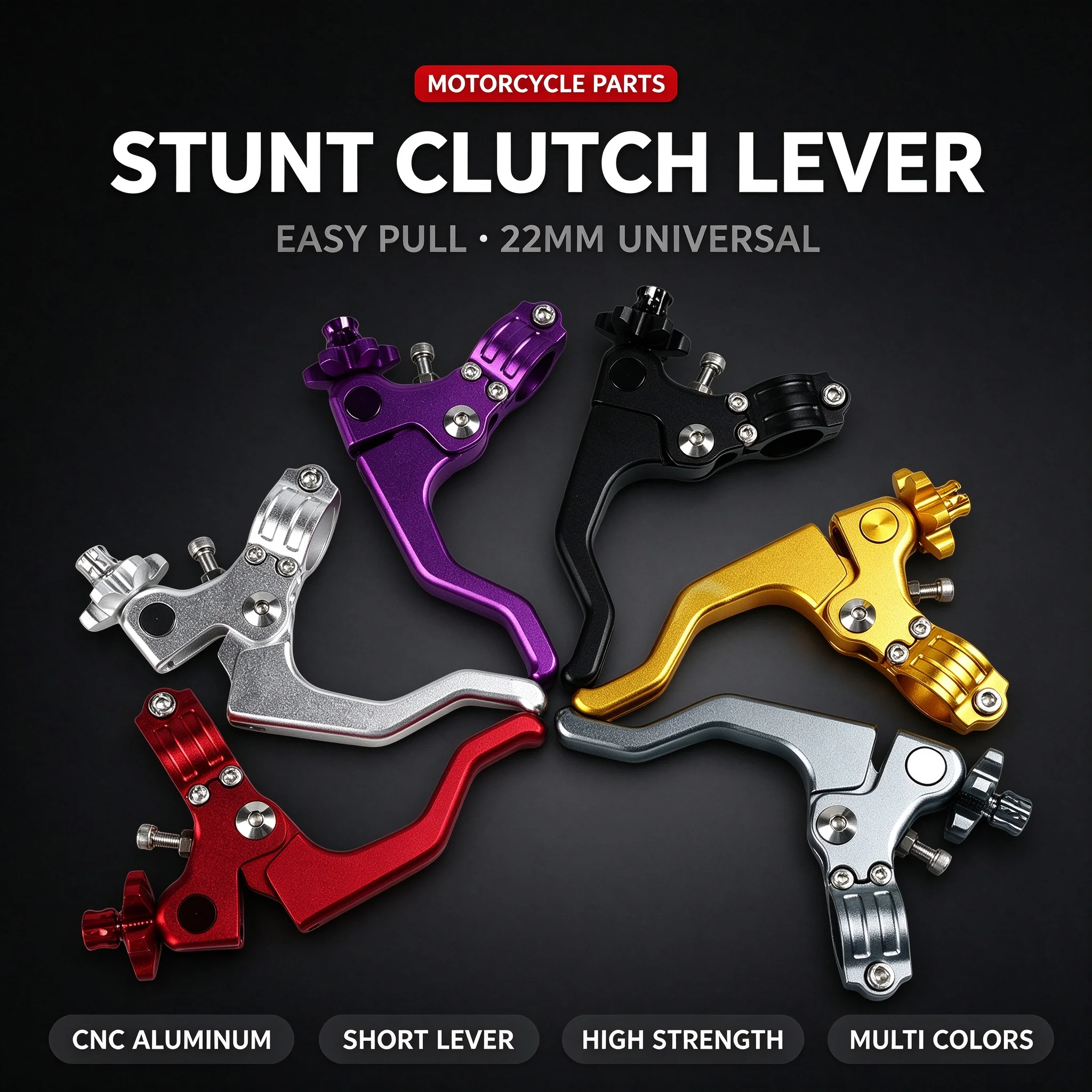 Motorcycle Short Stunt Clutch Lever Easy Pull 22mm 7/8 CNC Aluminum Universal Dirt Bike for Honda CRF Yamaha YZ KX KLX KTM RMZ