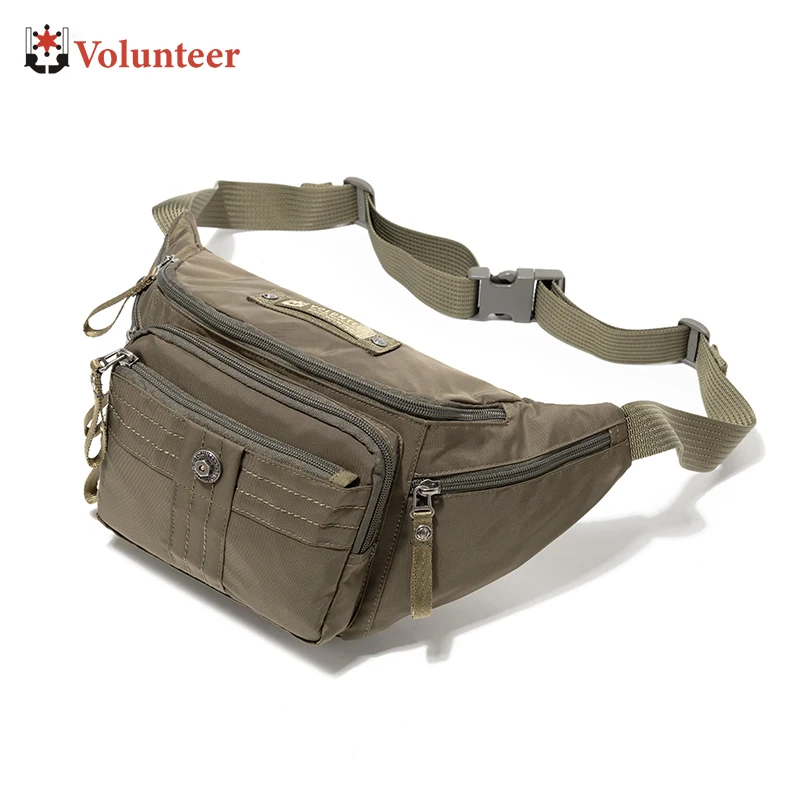 

VOLUNTEER Waterproof Running Waist Pack Man Multi-Pocket Nylon Fanny Pack Lightweight Cyclin Crossbody Chest Bag for Men