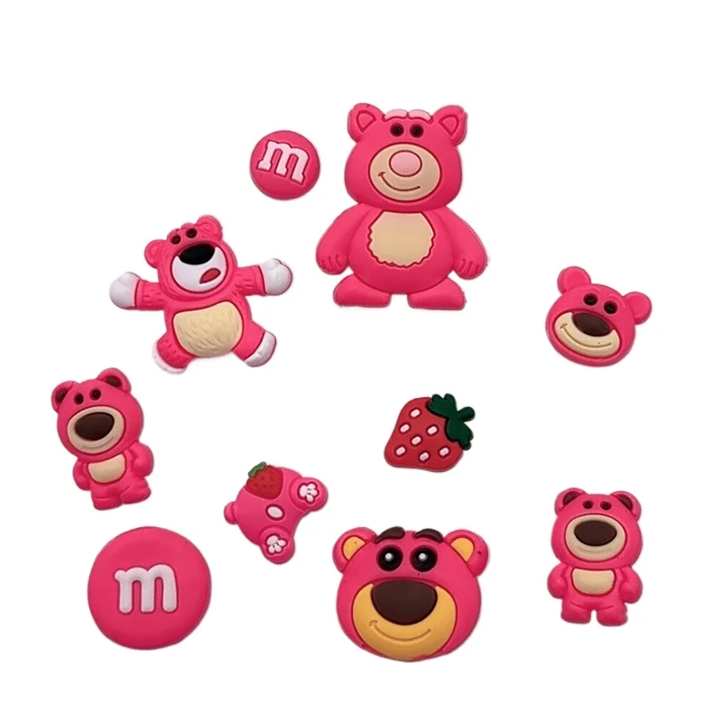 DIY 3D Cute Cartoon Bear Shoe Charms Clogs Slides Sandals Garden Shoes Decorations Charm Set Accessories Kids Gifts