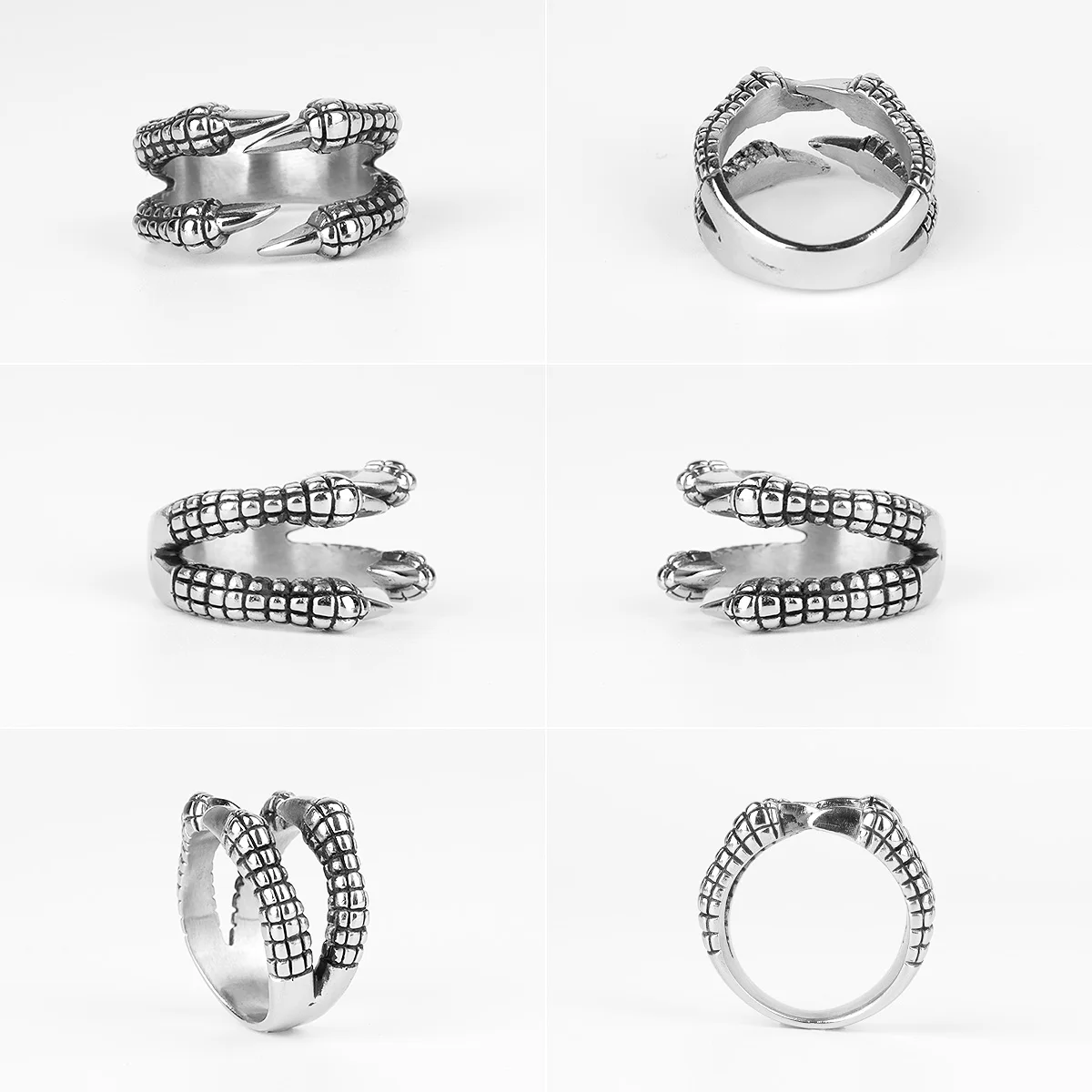 Stainless Steel Men Rings Dragon Claw Personality Punk Rock Hip Hop for Biker Male Boyfriend Jewelry Creativity Gift Wholesale