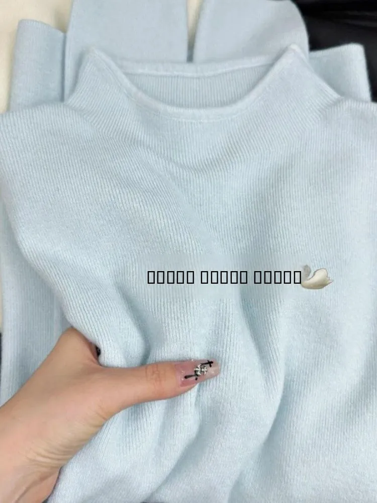 

Women's Knitted Long Sve Base irt f High Collar mid Collar Soft Cozy Sweater Autumn Winter Inner Wear Loose Fit Pure ...