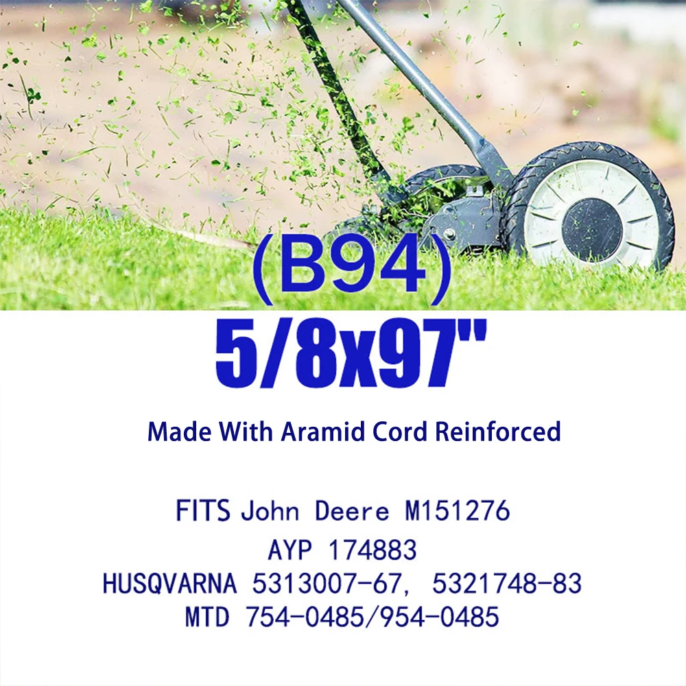 

Aramid Cord Reinforced V-Belt B94 5/8" X 97" Deck PTO Drive Belt For Riding Mower Tractor Replacement 174883 532174883