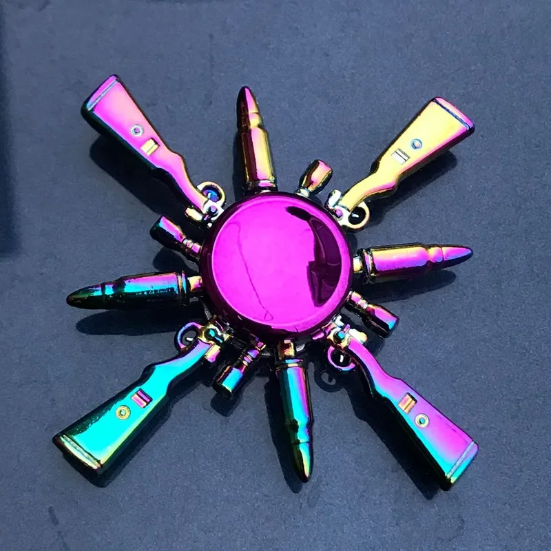 Spinner de dedo para escritório, alívio de ansiedade, estresse, giroscópio, flor/torre/aranha, metal, mão, modelo tri spinner