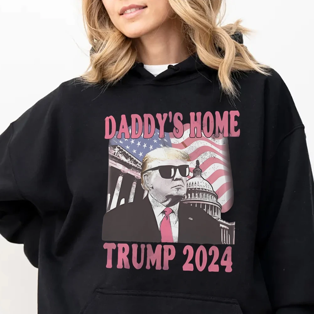 Unisex Style Sweatshirt Hoodie Us President Trump And His Home Graphic Print Loose Shoulder High Quality Cotton Sweater