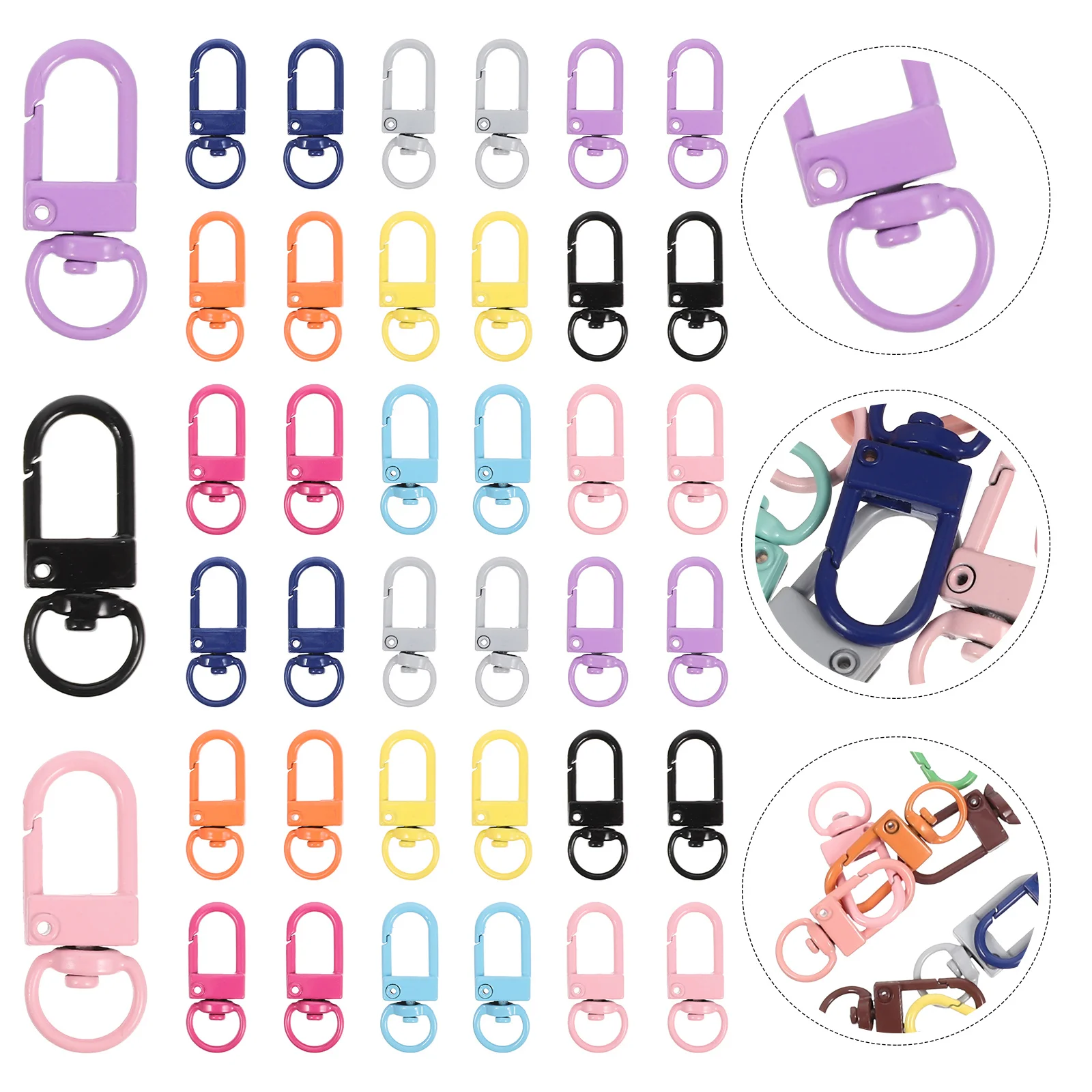 

50Pcs Alloy Colorful Key Chain Clasps Metal Lobster Claw Snap Hooks Durable Swivel Trigger Snap Hooks for Jewelry Making Bag