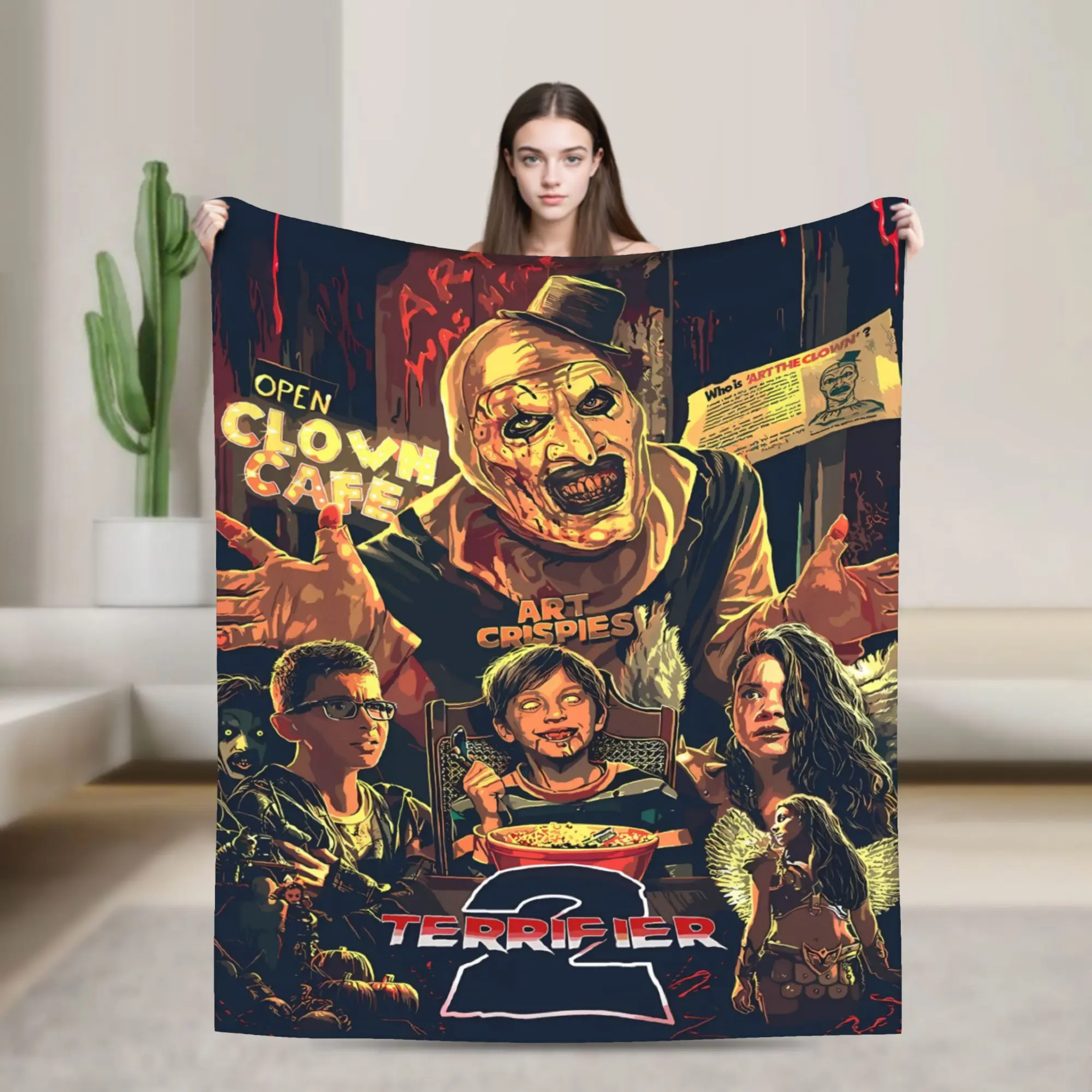 Terrifier Movie Flannel Blanket Winter  Super Soft Bedding Throws for Kids Home Decor Fashion Bedspread Sofa Bed Cover