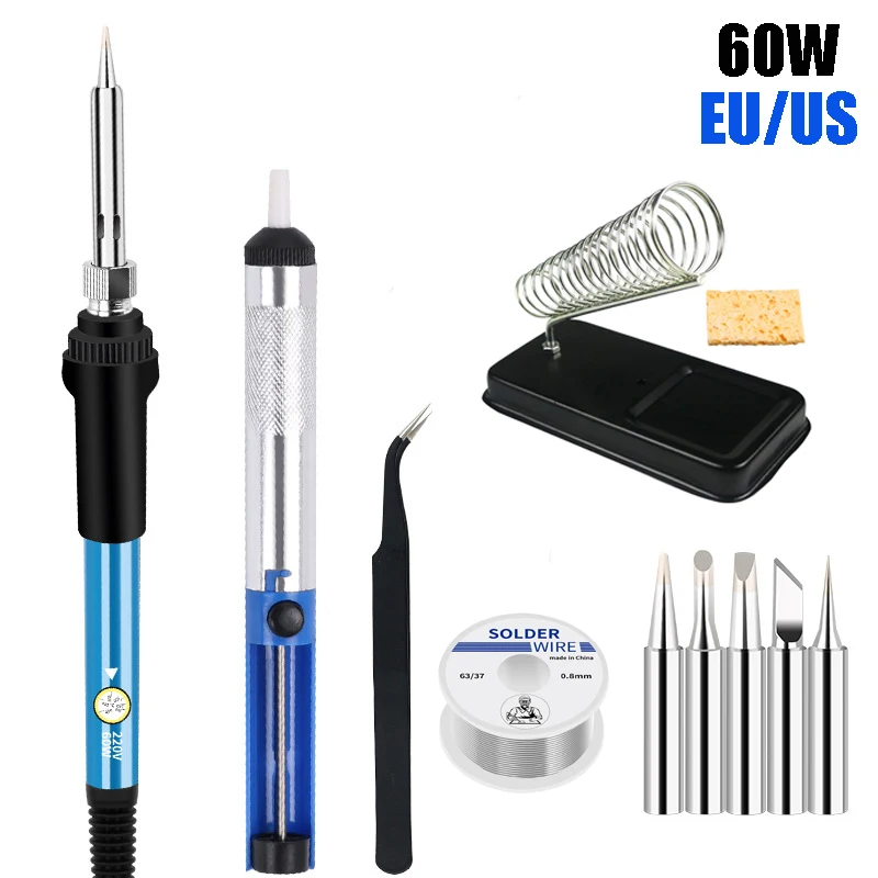 EU/US Solder Solder Iron Repair Soldering 220V/110V Electric Tool 60W Nib Heating Adjustable Welding Tin Temperature