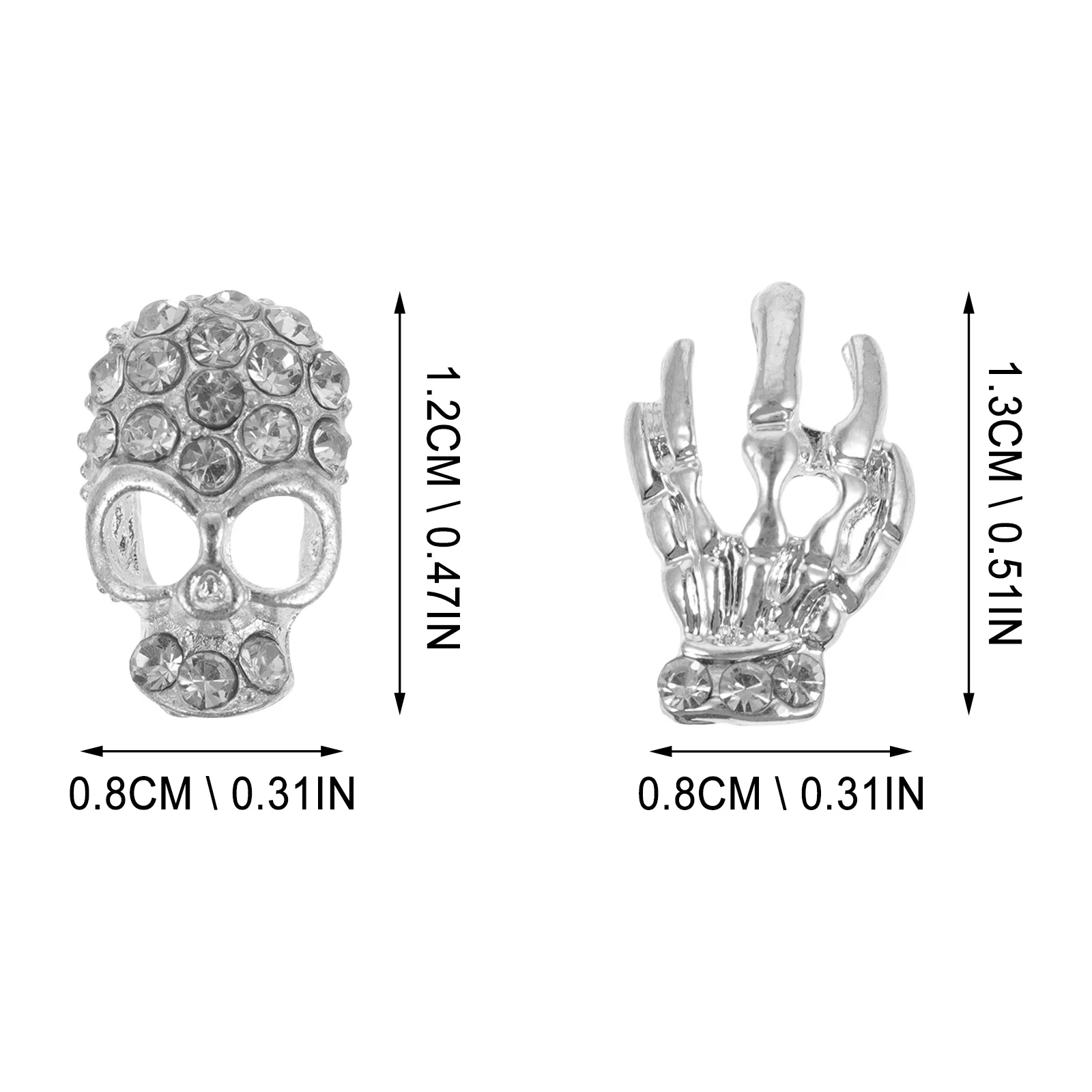 

40Pcs Skull Head Nail Art Decorations Rhinestone Embellishments for Manicure DIY Nail Stickers Gems Accessories