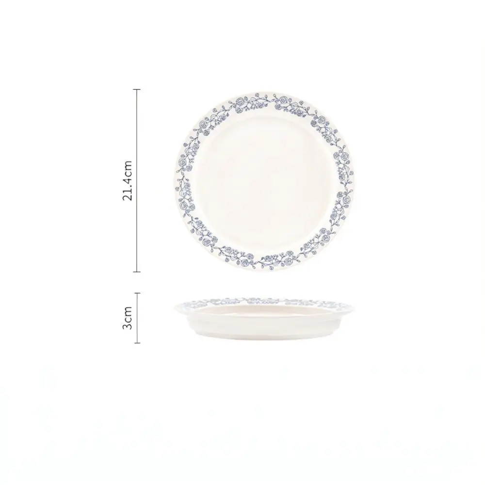 Refined Ceramic Dinnerware Set Retro French Blue Rose Porcelain Dishes Plates Tableware For Home Kitchen Wedding Gift