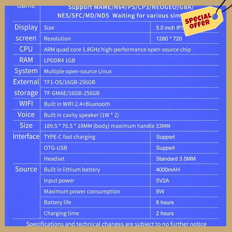 

RGB10 Max3 Retro Game Console 16G+256G 5.0 Inch Handheld Video Game Console For MAME PSP N64 GBA NDS Emulator Durable B