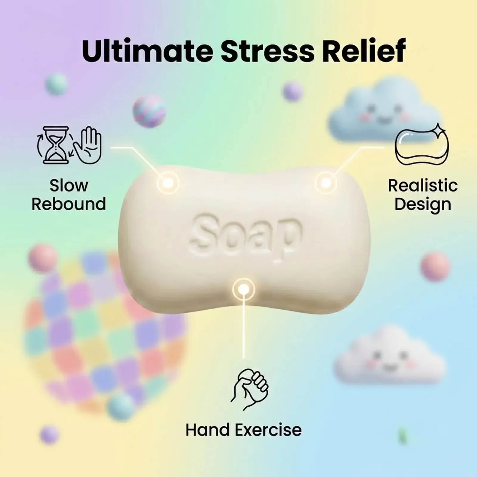 Simulations-Seifenform Squishy Spielzeug PU Stressabbau Anti-Angst Weich Langsam Rückfederndes Quetschspielzeug Geschenk für Büro und Schreibtisch – Detail 5