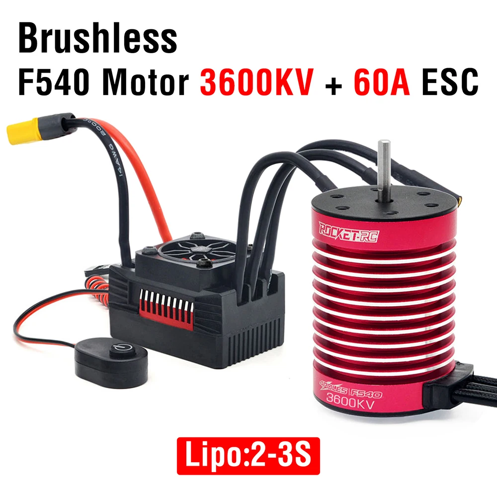 SURPASS HOBBY Rocket-RC 1/10 Brushless Motor And ESC Combo 60A /80A F540 F550 motor 3.175mm V2 Supersonic for Tamiya RC Car