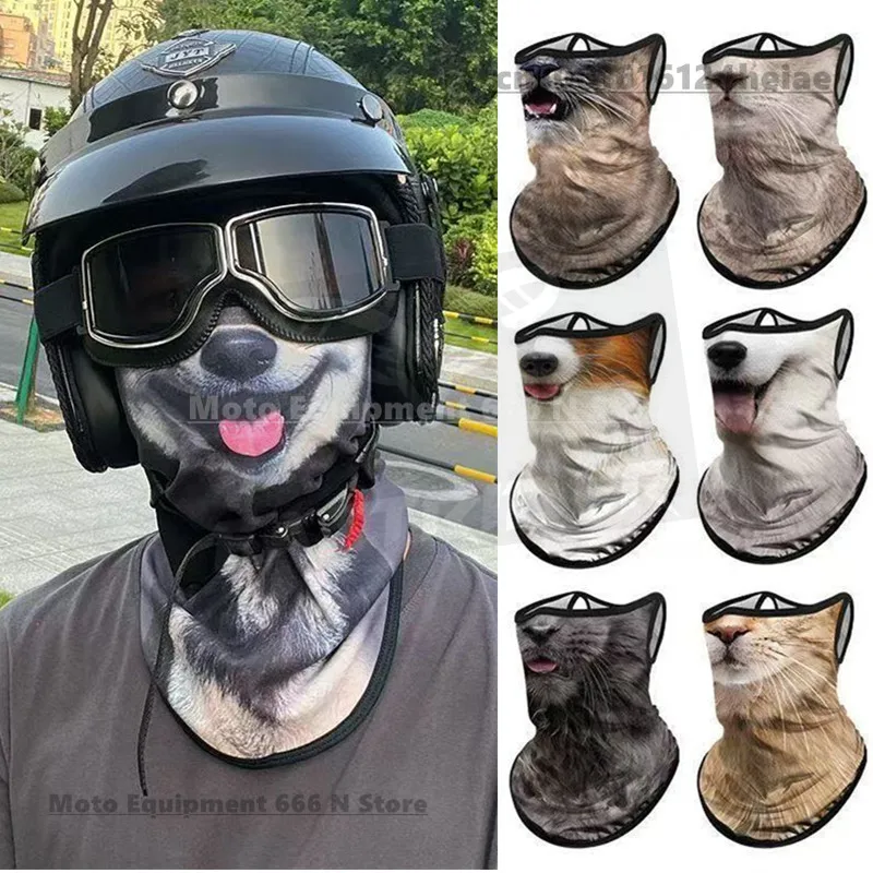 

3D Cat Dog Cute Animal Balaclava Motorcycle Motocross Mask Ski Hat Helmet Liner Biker Neck Warmer Face Cap Cycling Headgear