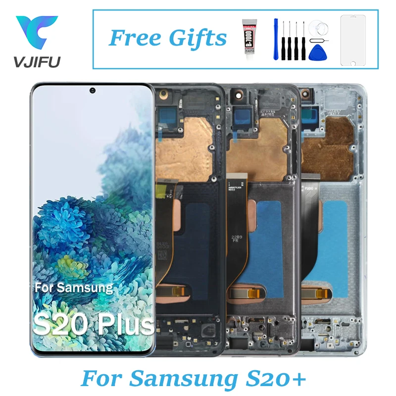 

Super AMOLED LCD For Samsung Galaxy S20+ S20 Plus SM-G985 Display Touch Screen Digitizer Assembly Replacement 100% Tested Well