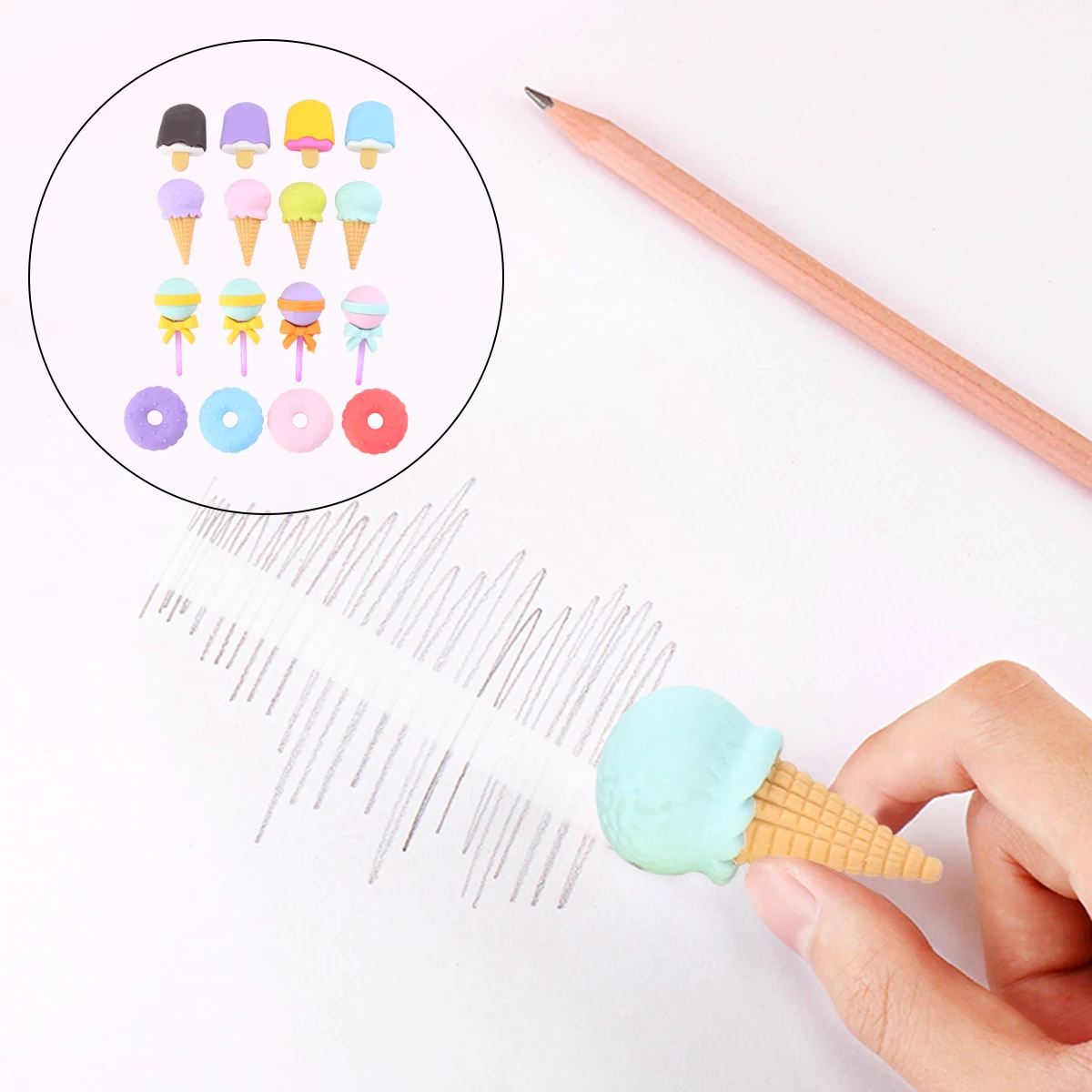 

4 Boxes Fruit Cartoon School Eraser Stationery Animal Pencil Student Erasers Adorable Shape Soft Safe Portable Creative