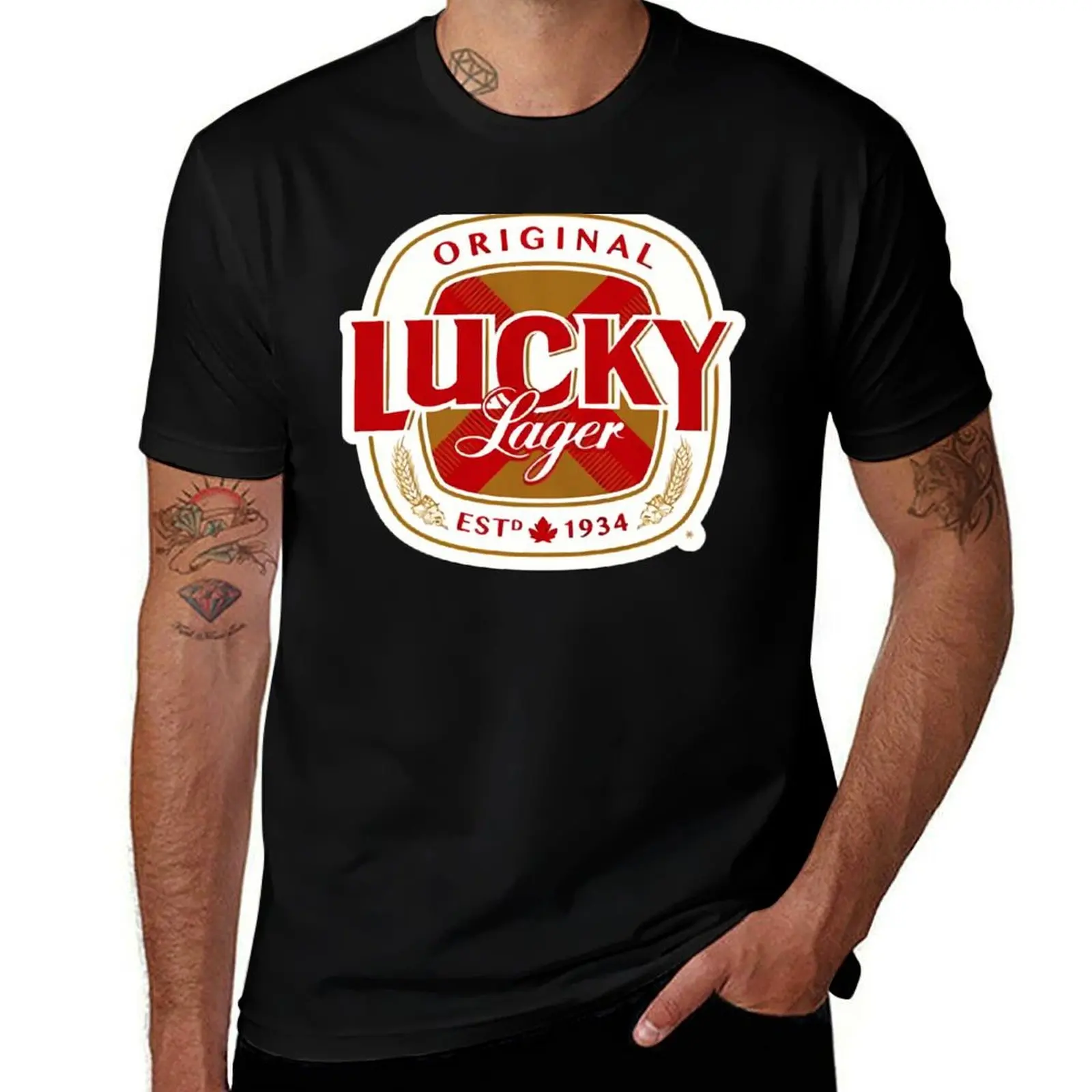 Lucky Lager San Francisco beer Logo T-Shirt graphic tee shirt basketball graphic tees anime shirt custom shirt men t shirts