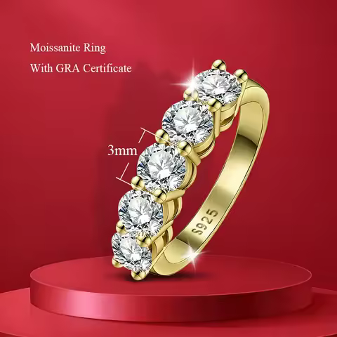1.0mm-3.5mm Round Brilliant Cut Moissanite Wedding Rings Half Eternity Band 925 Silver Lab Diamond Wedding Ring With Certificate