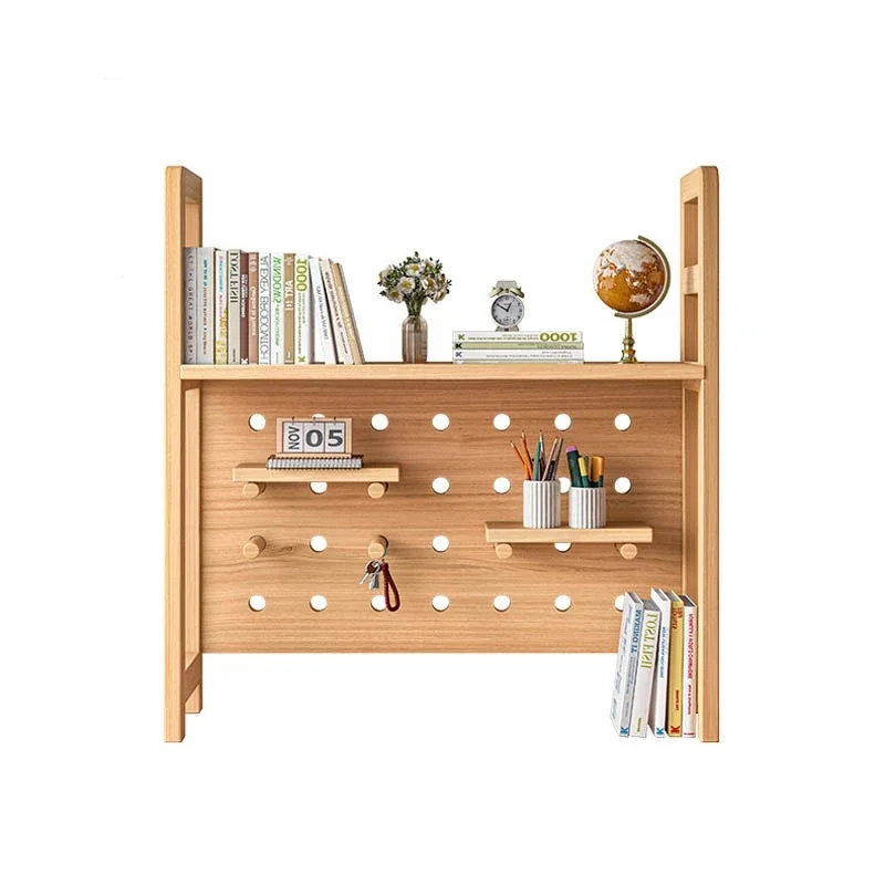 Premium Desktop Bookshelf Stationery Organizer Student Multi-layer Solid Wood Storage Computer Desk Bookcases