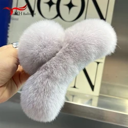 Real Rex Rabbit Fur Hair Claw Pink Large Clips Korean Cute Hairpins Covers Fashion Luxury For Women Girls Plush Clip Womens