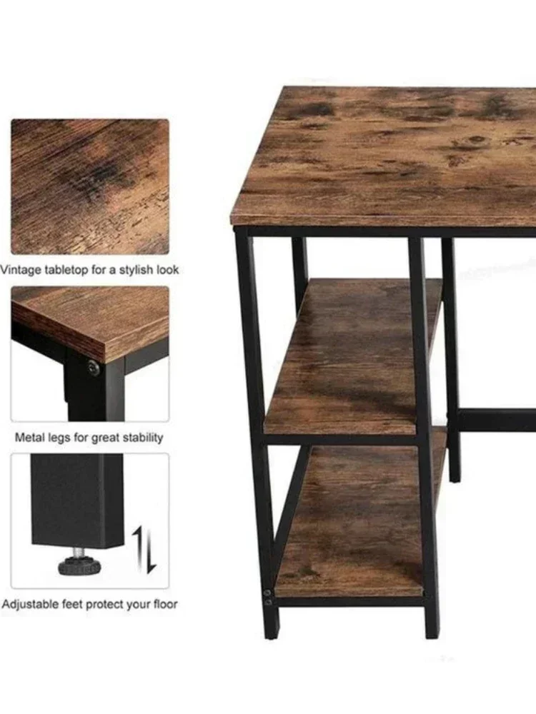 Simple Modern Computer Desktop Table Combined with Shelf Bookshelf Table Integrated