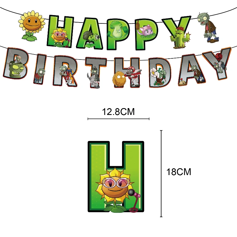 The New Plant  Vs Zombies Theme Kids Happy Birthday Party Decoration Supplies