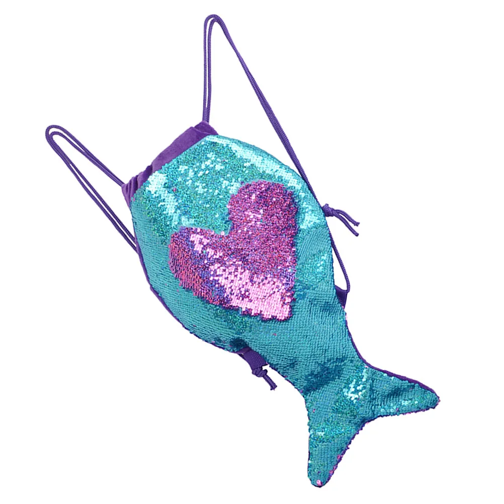 حقيبة ظهر ترتر على شكل ذيل حورية البحر برباط للإغلاق، حقيبة تخزين ذات سعة كبيرة لصالة الألعاب الرياضية واليوجا والسفر ورحلة العمل #3