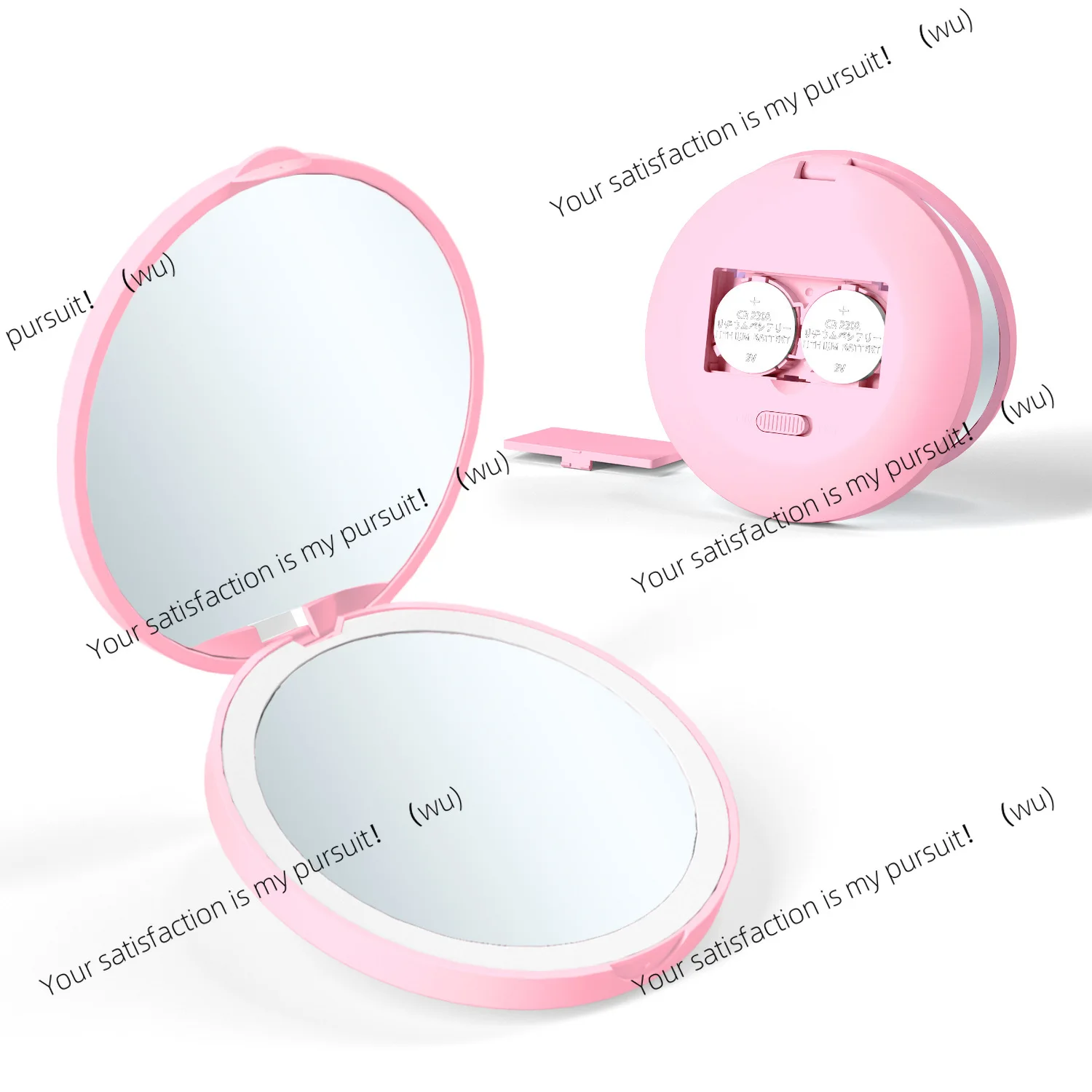 

Ручное светодиодное косметическое зеркало с лампой, двустороннее складное портативное маленькое круглое зеркало