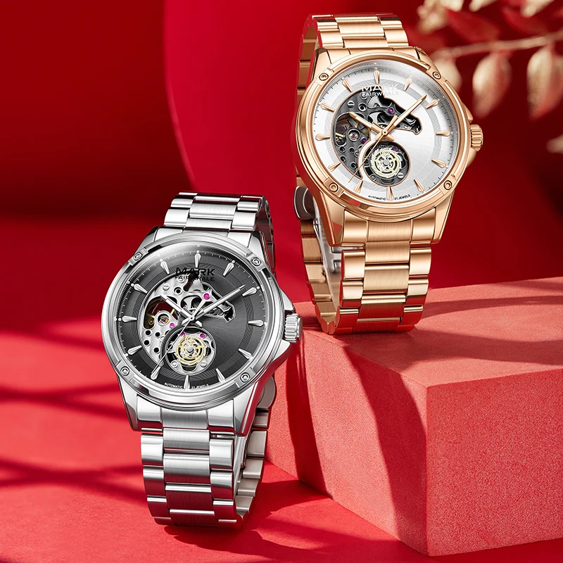 

MARK FAIRWHALE Men's Automatic Mechanical Watch Horse Year Edition Stainless Steel Band Scratch-Resistant Fashion Watch for Men