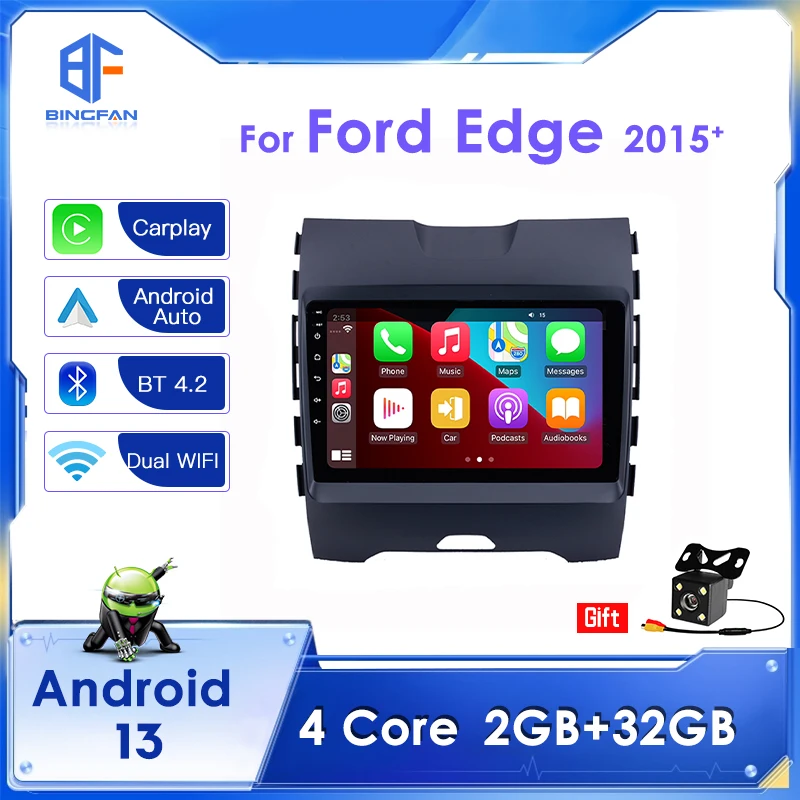 BINGFAN Android 9'' car audio with Carplay Android Auto 2G Ram for Ford Edge 2015+ navigation Bluetooth 4.2 WIFI