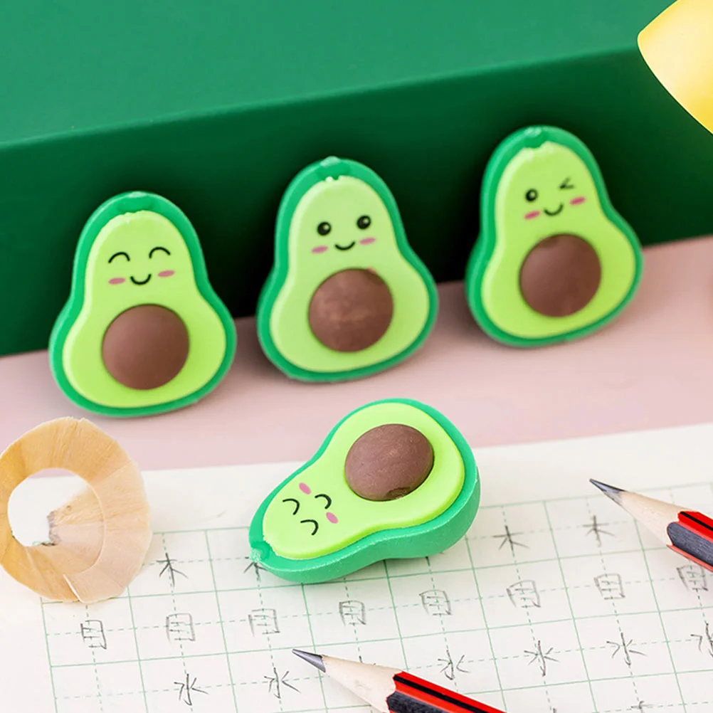 18 Pcs Avocado Eraser Kids Toys Cartoon Student Erasers Gift Adorable Portable Children Students Stationery