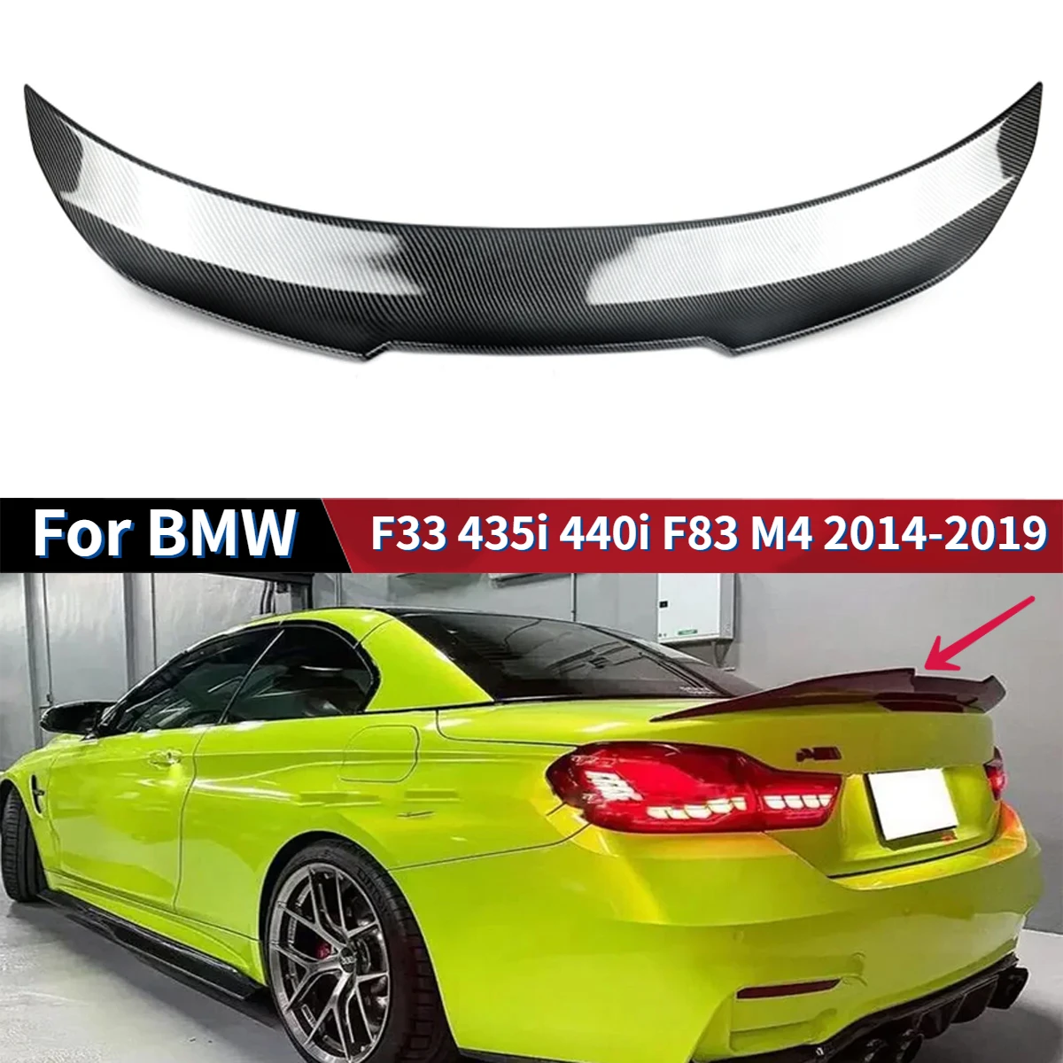 

Автомобильный задний спойлер, крыло для BMW F33 435i 440i F83 M4 2014-2019 PSM Style, верхнее крыло, диффузор, автозапчасти, задний углеродный вид