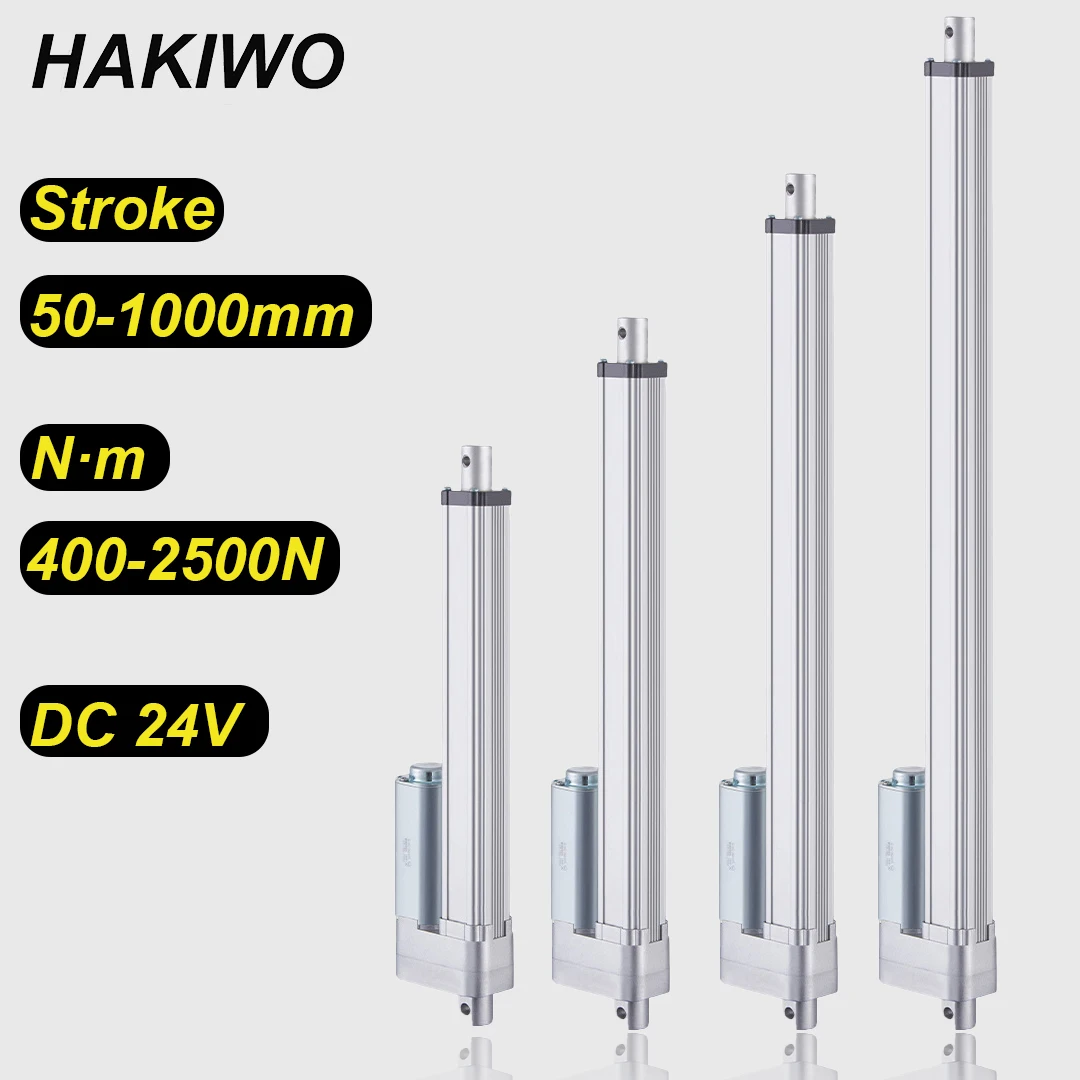 

HAKIWO 24V Linear Actuator 2500N Low Noise 100mm 300mm 500mm 700mm 1000mm Stroke Linear Drive Electric Motor 52mm/s Speed