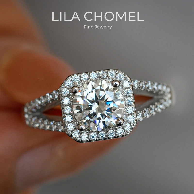 Girl Valentine's Day 18K White Gold Birthday Gift Rings 1CT Moissanite Diamond Women Engagement PT950 Platinum Lady Wedding Band