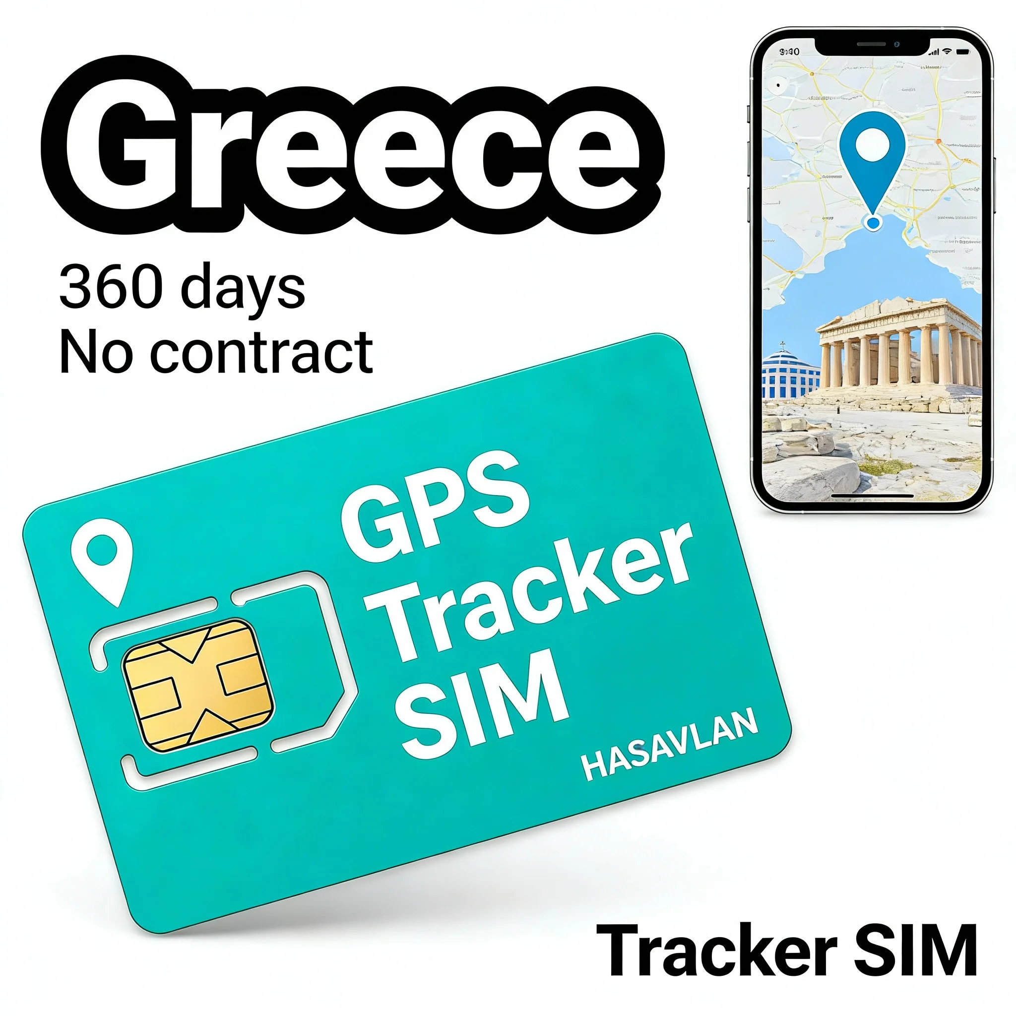 SIM Card Tracker Greece – Tri-cut 4G Cat4 GSM GPRS LTE M2M No Contract 360MB/360 Days for ST-906 TK303F Model Etc.
