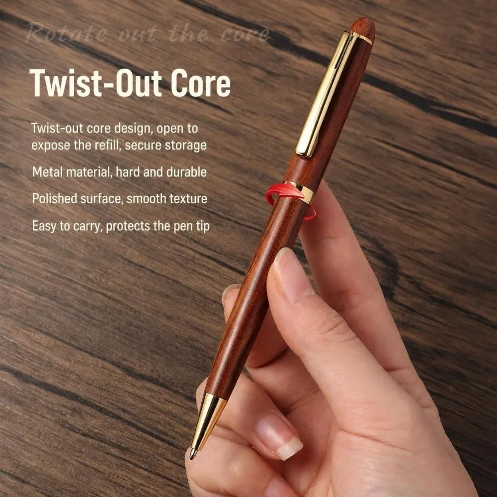 Multifunctional Rotating Wooden Ballpoint Pen Solid Wood Metal Trim Gel Pen Writing Pen Students