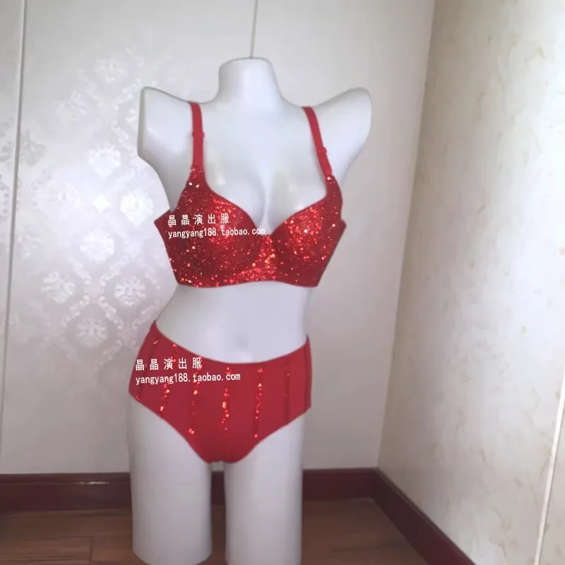 Customized Female Singer Steel Tube Bellydance Sparkling Diamond Handmade Hot Stamping Performance Stage Bra Large Size