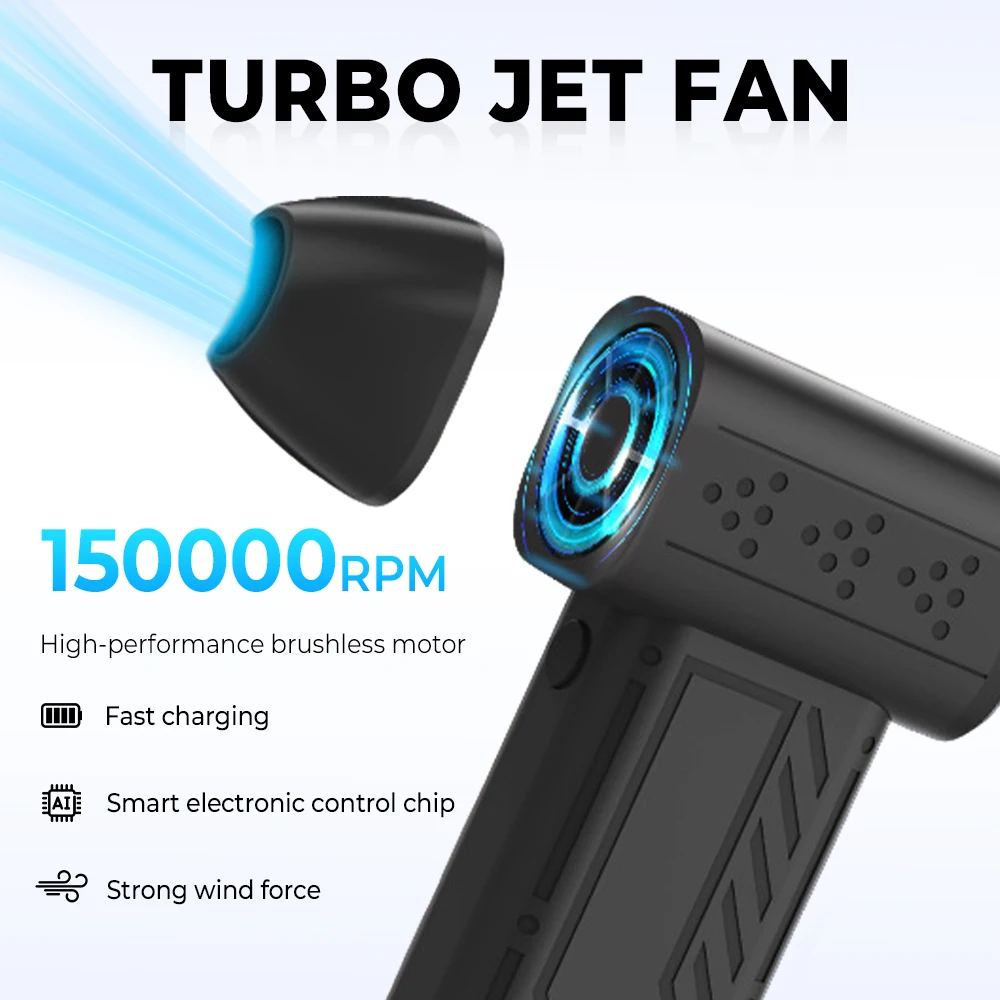 150,000 دورة في الدقيقة منفاخ الهواء الكهربائية توربو مروحة عنيفة فرش السيارات عالية السرعة توربو مروحة نفاثة USB قابلة للشحن منفاخ غبار قوي #3