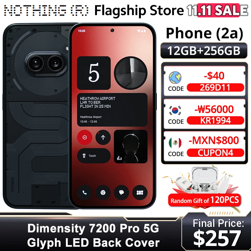 Nothing Phone (2a) Global Version Smartphone Dual 50MP Cameras  Dimensity 7200 Pro Processor 6.7