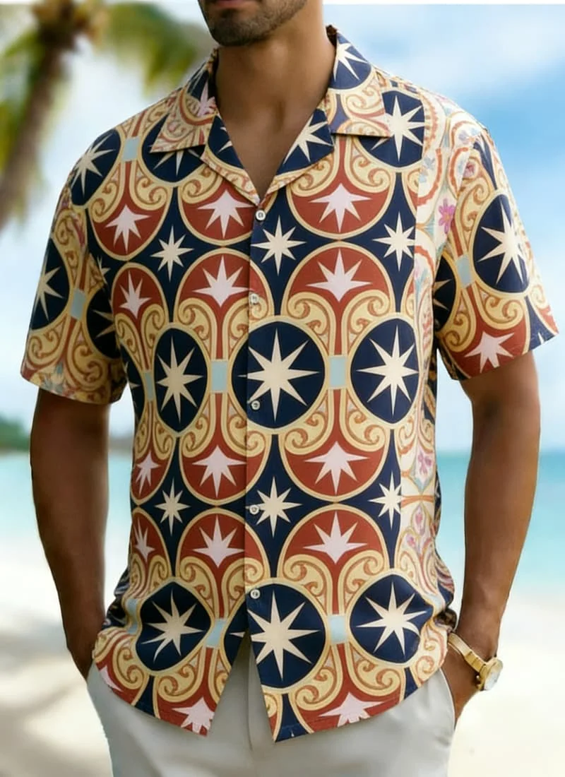 

Men's Premium Vintage Paisley Shirt, Luxury Casual Design for Summer Vacation, High-End Beachwear & Daily Style